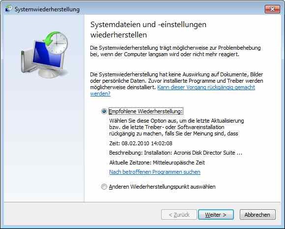 Die Systemwiederherstellung Funktioniert Nicht Borns It Und Windows Blog