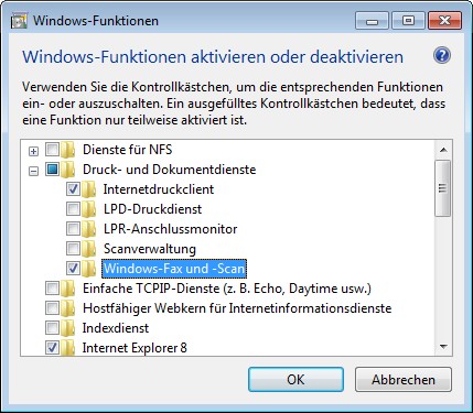 Windows-Fax und -Scan deaktivieren