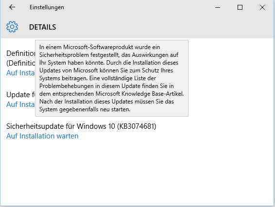 windows 10 update auf installation warten