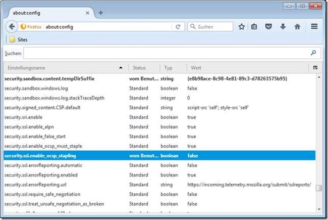 Firefox OCSP-Feature abschalten