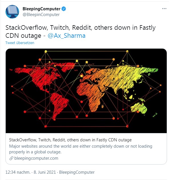 Fastly CDN Ausfall Fastly CDN Ausfall