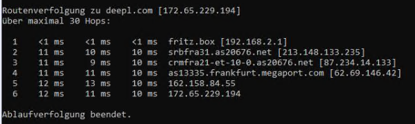 Routenverfolgung Telekom-Netz Routenverfolgung Telekom-Netz