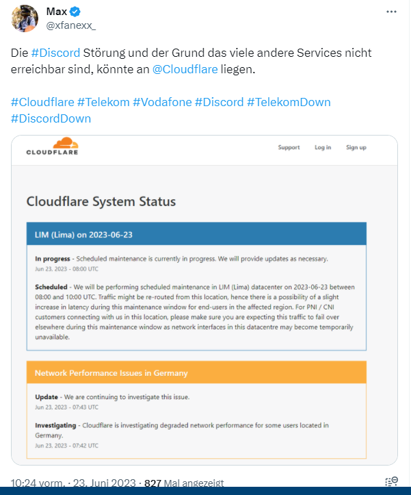 Cloudflare-Störung 23. Juni 2023 Cloudflare-Störung 23. Juni 2023