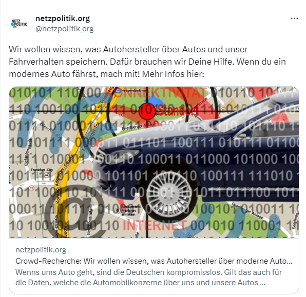 Crowd-Recherche: “Datenspende”, was wissen PKW-Hersteller über Kunden? 