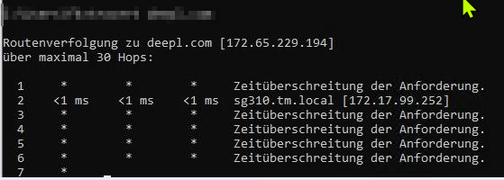 Trace mit Zeitüberschreitung Telekom-Netzwerk Trace mit Zeitüberschreitung Telekom-Netzwerk