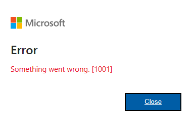 Sign in Error 1001