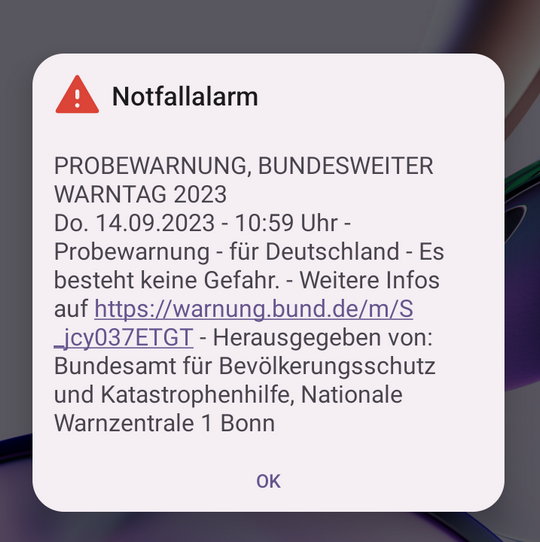Notfallwarnung Cell Broadcast Android
