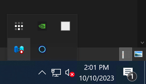 Taskbar tray with Azure Arc icon Taskbar tray with Azure Arc icon