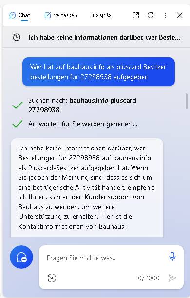 ChatGPT-Anfrage nach Bauhaus Datenleck verweigert