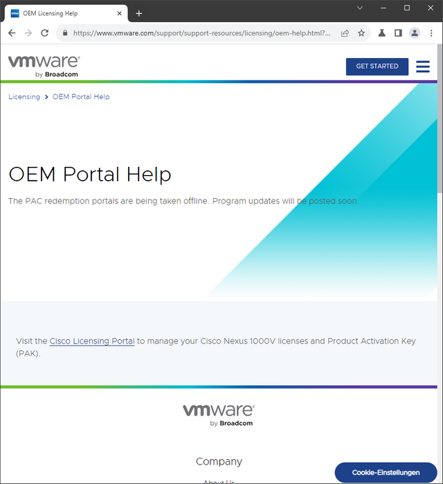 VMware PAC redemption portals offline