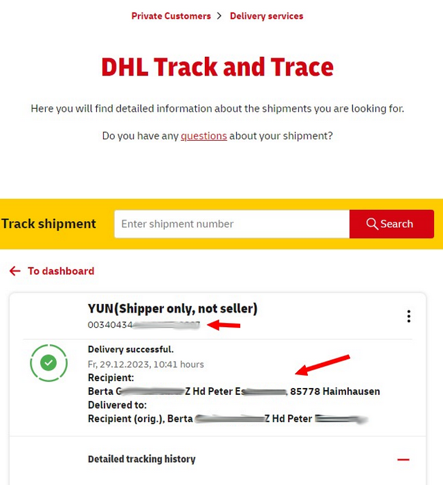 DHL-Paketzustelldaten