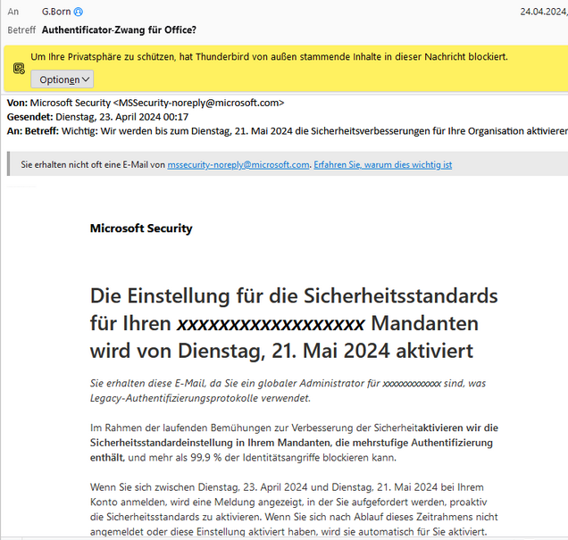 Authentificator-Zwang für Microsoft Office? Authentificator-Zwang für Microsoft Office?