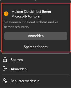 Kontenindikator im Startmenü bei Windows 10 Kontenindikator im Startmenü bei Windows 10