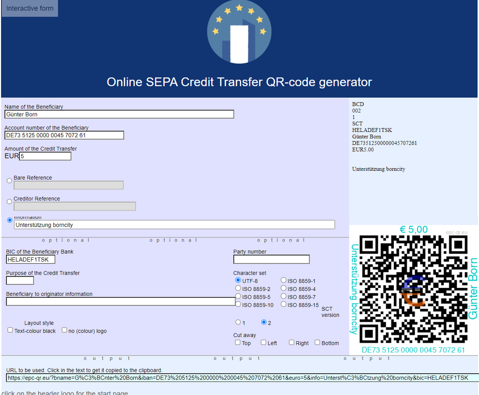 EPC-QR-Code per Web erzeugen