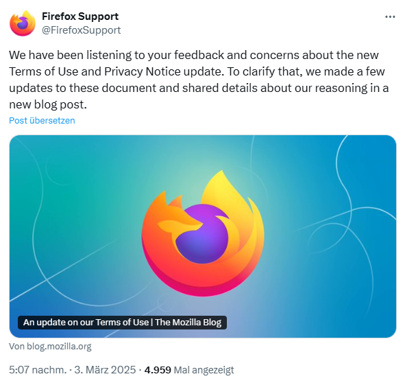 Mozilla reagiert auf Nutzerkritik