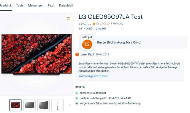 LG OLED65C97LA TV-Gerät
