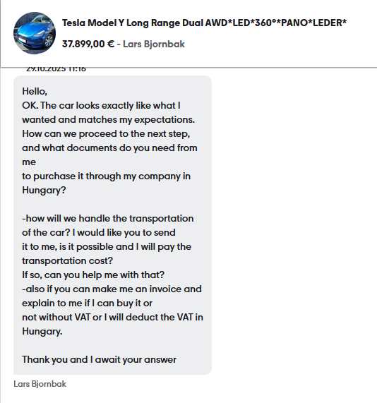 Fake-Anfrage über mobile.de