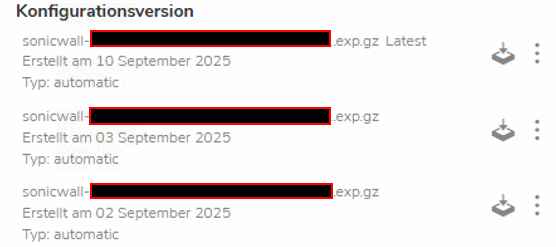 SonicWall Portal mit Cloud-Backup