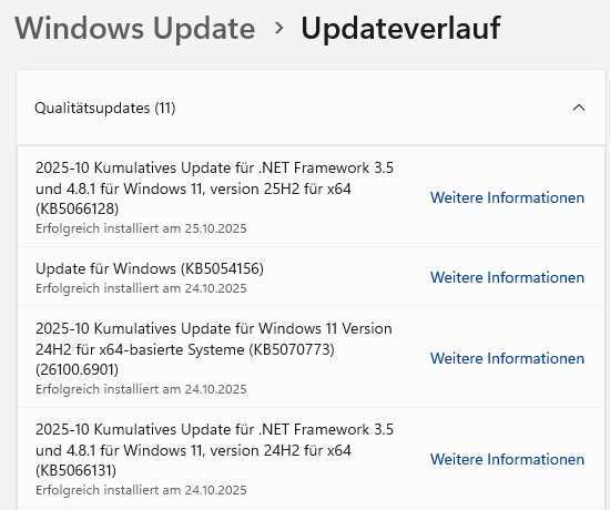 Windows Update-Liste (alt)