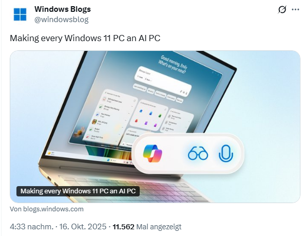 Windows 11 wird zum AI-PC