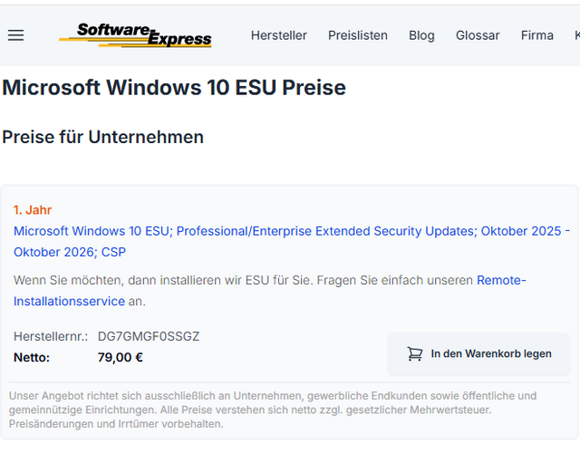 ESU-Lizenz bei Software Express