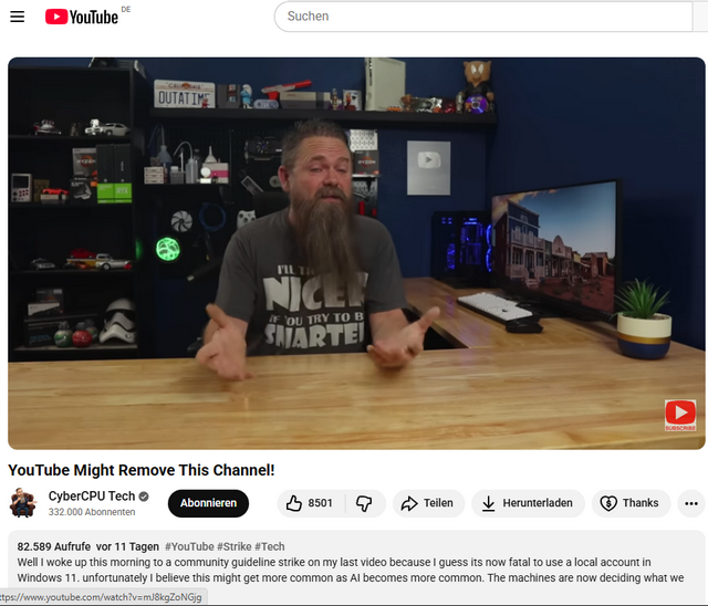 Gelöschte YouTube-Videos